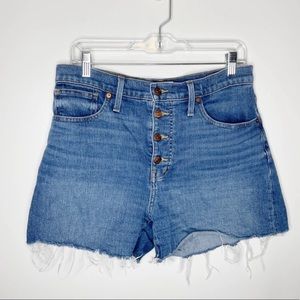 Madewell High Rise Denim Shorts in Burke Wash Button Front Size 29